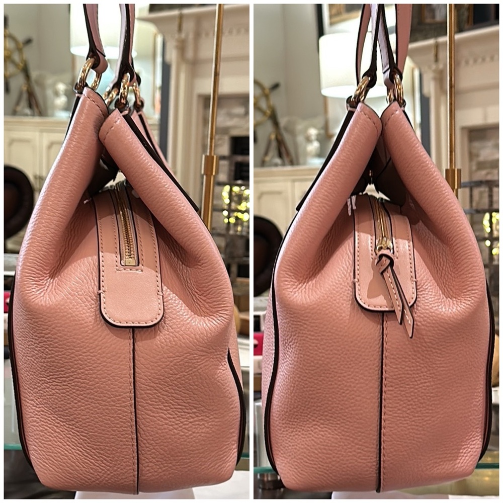Authentic Michael Kors “Molly” Large Pebble Leather Shoulder Tote in Smokey Rose - Picture 5 of 16
